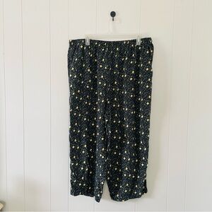 erin london Black Straight-Leg Pants with Yellow Floral Dots
